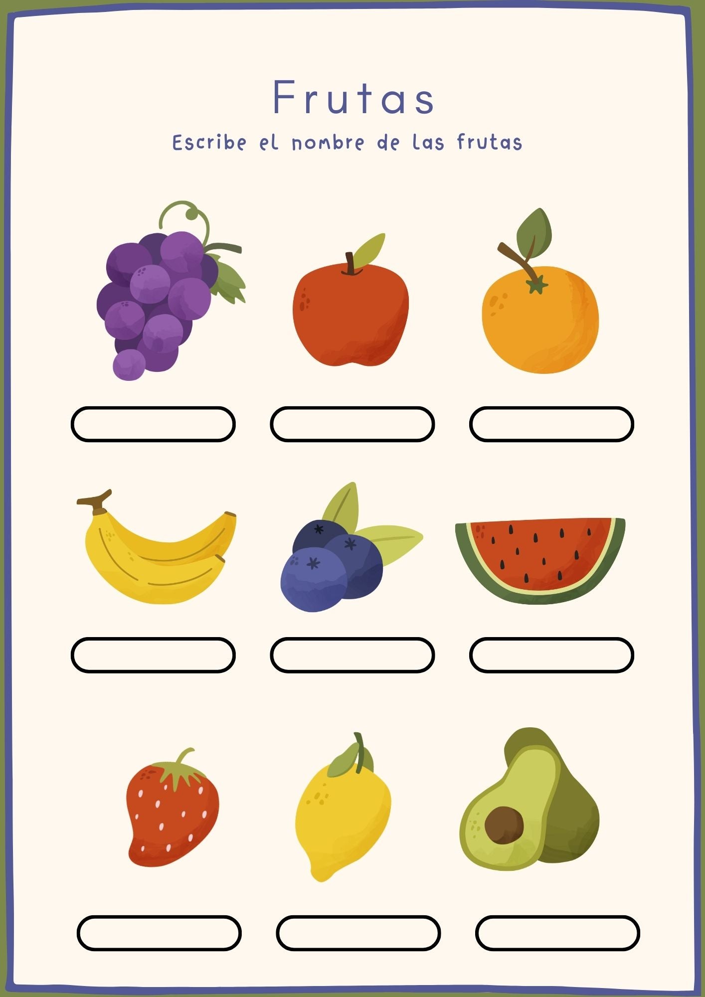 name the fruit in spanish worksheet