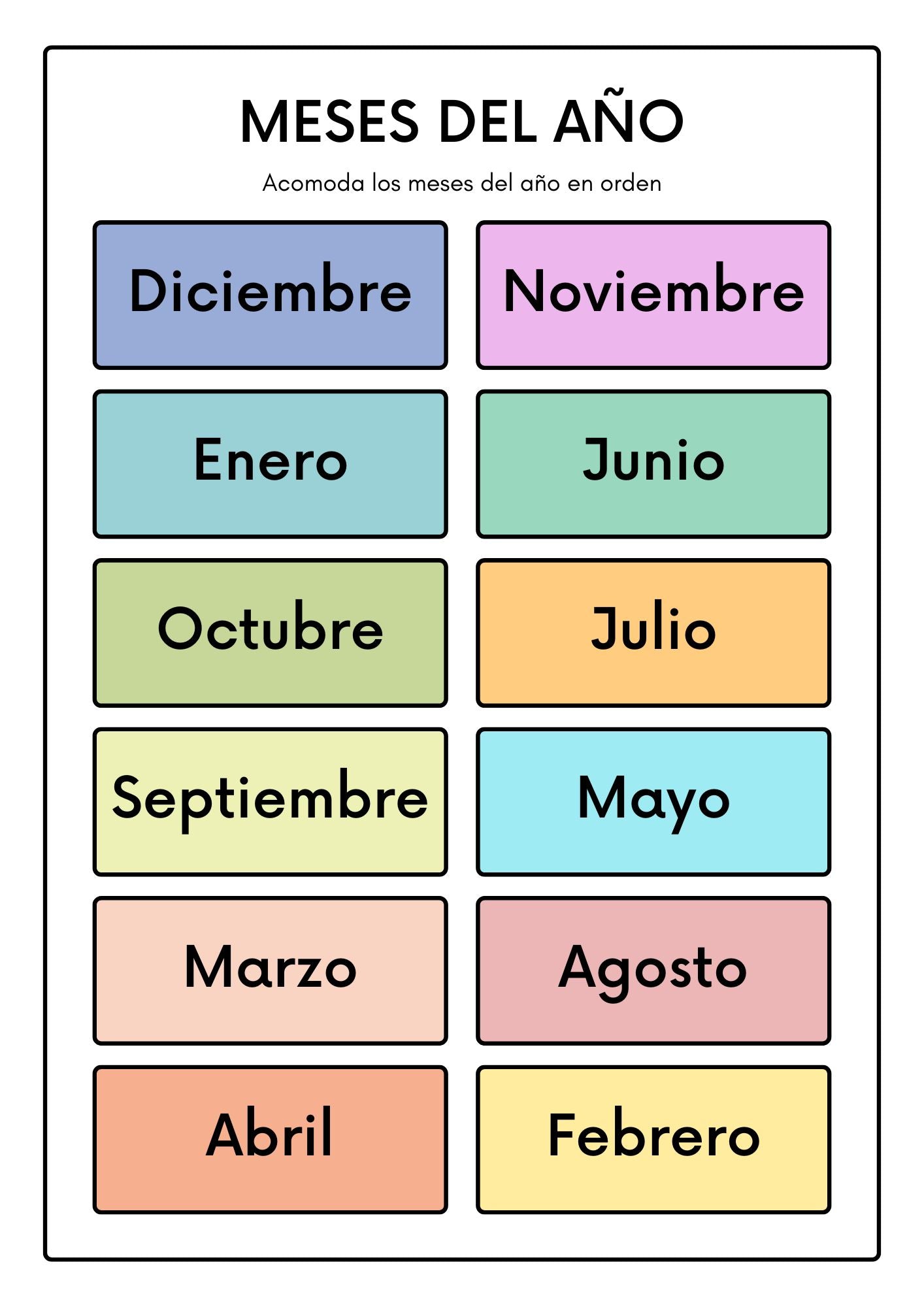 months of the year in spanish flashcards