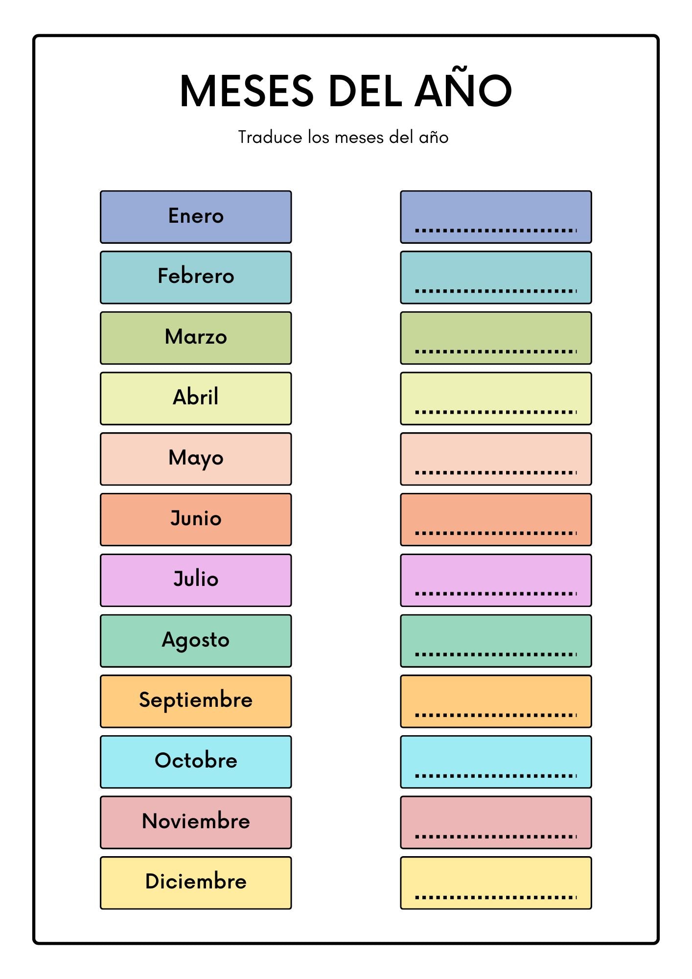 translate the months of the year in spanish 