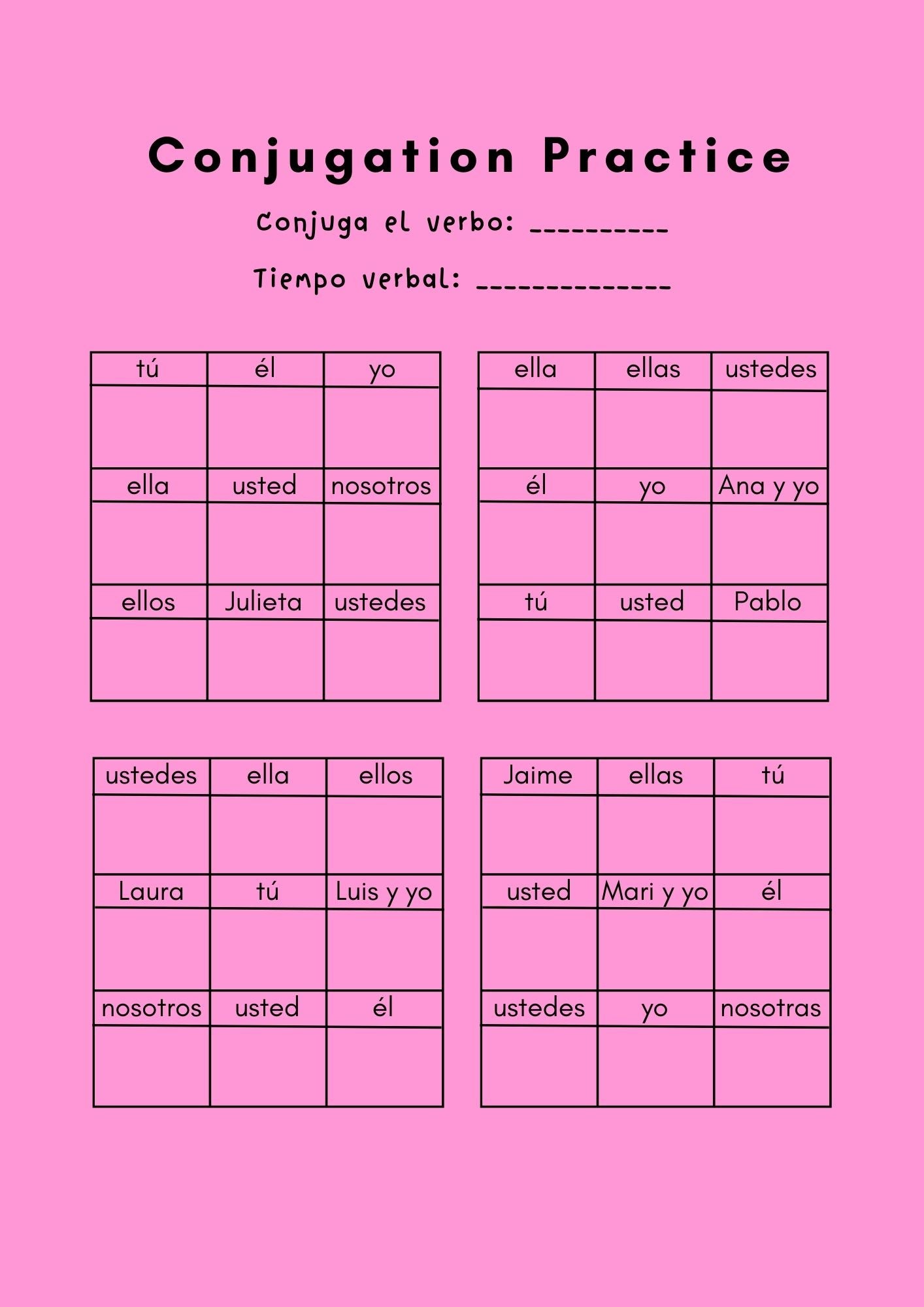 conjugation practice in spanish 